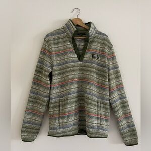 LL bean Green Striped Sweater